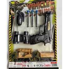 Mavi Su Dünyası Askeri Set Oyuncak Silah Arabalar Dürbünlü Bombalı Set Silah