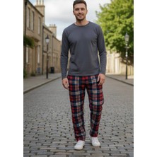 Havva Home Erkek Kadın (Unisex) Kare Ekose Desenli Polar Pantolon Ev Içi Ev Dışı Kullanım Hediye Için Uygun (Tek Alt)