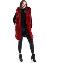 Beta Moda Hub Reks Kapüşonlu Yelek - Kırmızı