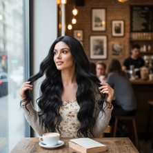 Die Grup Uzun Su Dalgası Fiber Sentetik Peruk - Siyah DIEGRP-RSPRK34