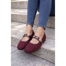 ModaFrato Caprı Tiftikli Turalı Babet Günlük Kadın Ayakkabı Mary Jane Ev Babeti