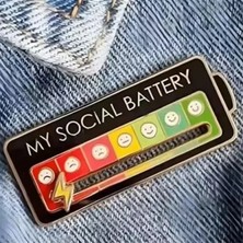 Herşey Nota My Social Battery Hareketli Rozet Pin Broş Siyah