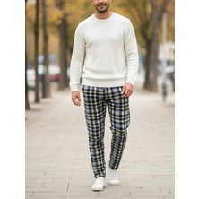 Havva Home Erkek Kadın (Unisex) Kare Ekose Desenli Polar Pantolon Ev Içi Ev Dışı Kullanım Hediye Için Uygun (Tek Alt)