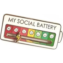 Herşey Nota My Social Battery Hareketli Rozet Pin Broş Beyaz
