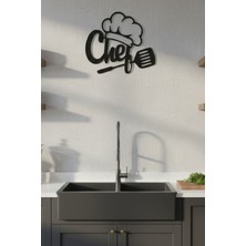 Grandmix Metal Tasarım Chef Yazılı Mutfak Duvar Dekoru Şef Şapkası Tablo