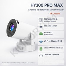 Kılıforyum HY300 Pro Max Android 13 Bataryalı Mini Projektör | 720P Gerçek Hd, 4K Destek, Wi-Fi 6