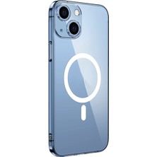 Efura iPhone 13 Kamera Korumalı M-Safe Şarj Özellikli Şeffaf Zore London Silikon Kapak - Şeffaf