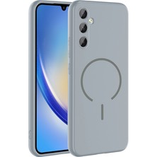 Efura Galaxy A14 Kılıf M-Safe Şarj Özellikli Zore Meta Kapak - Titanyum-Gri