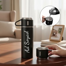 Hediyesahibi  Üçlü Bardak Paslanmaz Çelik Termos Seti Siyah