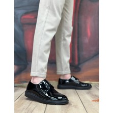 Baybonza BA0003 Bağcıklı Klasik  Siyah Siyah Taban Rugan Yüksek Taban Casual Erkek Ayakkabı