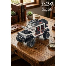 Craftivio 1:24 Ölçek Metal Off-Road Jeep Beyaz - Sesli Işıklı Çek Bırak Kapıları Açılan Oyuncak Arazi Aracı