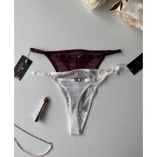 Intive Lingerie Valerie Arkası Yazılı Ağı Pamuklu Tül Tanga - Limited