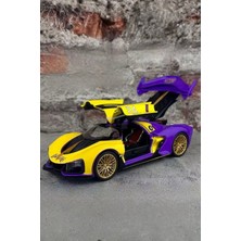 Craftivio Sesli Işıklı Buhar Atan Metal Die Cast Model Sarı Spor Oyuncak Araba 20X8X5 cm
