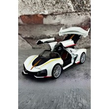 Craftivio Sesli Işıklı Buhar Atan Metal Die Cast Model Beyaz Spor Oyuncak Araba 20X8X5 cm