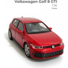 Craftivio Kırmızı 1:36 Ölçek Die Cast Kapıları Açılır Lisanslı Volkswagen Golf 8 Gtı Oyuncak Metal Model Araba