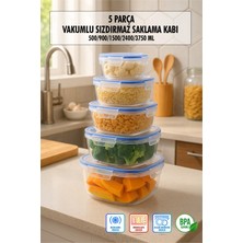 Sb Shopping Kare 5 Parça Contalı Vakumlu Sızdırmaz Hava Almaz Saklama Kabı Seti (3750/2400/1500/900/500 Ml)