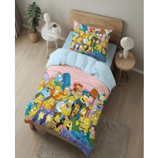 Sarel Simpsonlar Baskılı 3D Tek Kişilik Nevresim Takımı