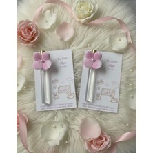 Candles Flame 10 Adet Kız Pembe Bebek Mevlüt Doğum Günü Hediyeliği Çiçekli Cam Şişe Kolonya