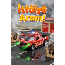 Craftivio 15 cm Metal Çek Bırak Itfaiye Arabası Kırmızı - Kapıları Açılan Oyuncak Pick-Up Arazi Aracı