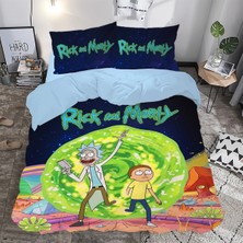 Sarel Rick And Morty Baskılı 3D Çift Kişilik Nevresim Takımı