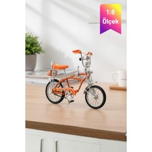 Craftivio Turuncu Yüksek Kaliteli Metal 1:8 Ölçek Koleksiyonluk Die Cast Model Retro Vintage Bisiklet