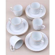 Kütahya Porselen Sedef Yaldızlı Neskafe Çay Fincan Takımı Seti