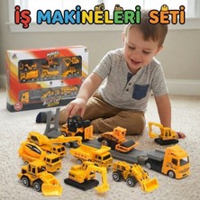 Craftivio 10 Parça Metal Diecast Iş Makineleri Seti - Tır, Kepçe, Dozer, Vinç - 1:64 Ölçek Oyuncak Seti