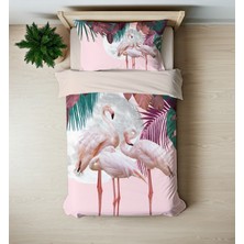 Sarel Flamingo Baskılı 3D Tek Kişilik Nevresim Takımı