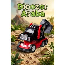 Craftivio Dinozor Dönüşen Araba Çarpınca Açılan Robot Kamyon Sürtmeli Oyuncak Iş Makinesi Siyah Kırmızı