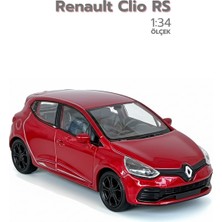 Craftivio Kırmızı 1:34 Ölçek Die Cast Kapıları Açılır Lisanslı Renault Clio Rs Oyuncak Metal Model Araba