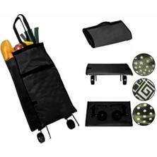 abnturk Puantiye Desenli Portatif Pazar Arabası Çok Amaçlı Katlanabilir Tekerlekli