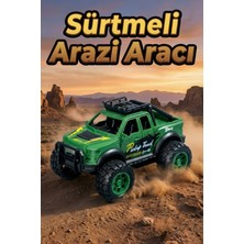 Craftivio Oyuncak Araba Sürtmeli Büyük Tekerlekli 4x4 Off Road Jeep - Dayanıklı Arazi Aracı 13 cm Yeşil