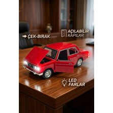 Craftivio Lada Vaz 2107 Metal Diecast Model Araba 1:24 Ölçek (18CM) Sesli Işıklı Çek Bırak Kırmızı