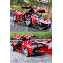 Craftivio Sesli Işıklı Buhar Atan Metal Die Cast Model Kırmızı Spor Oyuncak Araba 20X8X5 cm