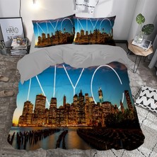Sarel New York City Baskılı 3D Çift Kişilik Nevresim Takımı