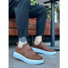 Baybonza BA0307 Boa Kalın Yüksek Taban Çift Bant Taba Beyaz Erkek Ayakkabı