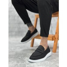 Baybonza BA0355 Bağcıksız Keten Siyah Klasik Corcik Erkek Ayakkabı