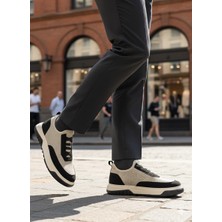 Baybonza BA0911 Özel Örme Triko Deri Tozu Detaylı Bej Siyah Günlük Spor Ayakkabı