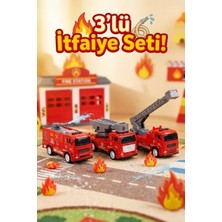 Craftivio 3'lü Metal Çek Bırak Itfaiye Araba Seti - Dayanıklı Diecast Oyuncak Itfaiye Araçları