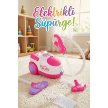 Craftivio Gerçek Çekim Yapan Işıklı ve Sesli Oyuncak Elektrikli Süpürge - Pembe Evcilik Seti