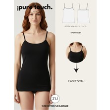 Aura Pure Touch Kadın Siyah 2'li Paket Pamuklu Ip Askılı Atlet