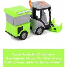 Craftivio Sesli Işıklı Sürtmeli Oyuncak Yeşil Temizlik Arabası 20 cm