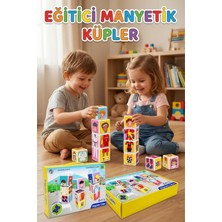 Craftivio Manyetik Meslekler Küpü 6 Parça - Eğitici Zeka ve Akıl Oyunu - Mıknatıslı Blok Seti (3+ Yaş)
