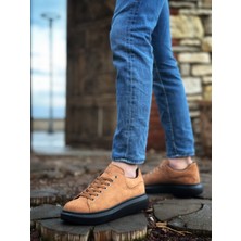 Baybonza BA0547 Boa Kalın Yüksek Taban Taba Siyah Süet Bağcıklı Spor Erkek Ayakkabı