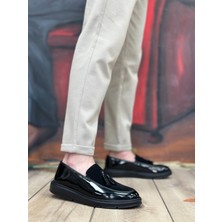 Baybonza BA0005 Bağcıksız Yüksek Taban Siyah Taban Klasik Süet Detaylı Püsküllü Corcik Erkek Ayakkabı