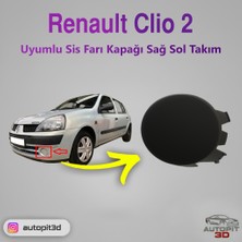 AutoPit 3D Renault Clio 2 (2001-2006) Uyumlu Sis Farı Kapağı Sağ Sol Takım