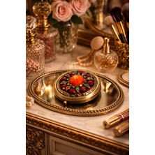 Seymen Bıçakçılık 1’li El Işlemeli Pirinç Kaplama Çift Taraflı Kompakt Cep Aynası – Vintage Tasarım, Hediyelik