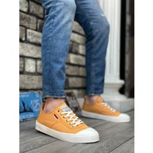 Baybonza BA0223 Boa Rahat Düz Taban Keten Bağcıklı Sarı Günlük Erkek Ayakkabı