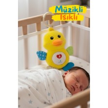 Craftivio Müzikli Işıklı Sevimli Ördek Figürlü Çıkarılabilir Hoparlörlü Diş Kaşıyıcılı Uyku Arkadaşı 20 cm