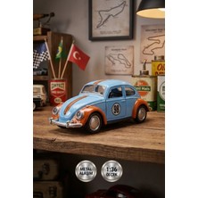 Craftivio 1:36 Ölçek Metal Klasik Vosvos Çek Bırak Araba Kapıları Açılan Oyuncak 1967 Volkswagen Beetle - Mavi
